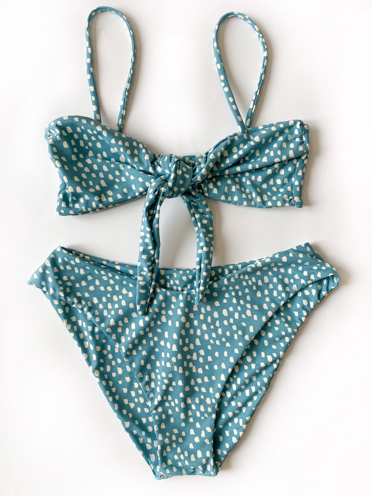 Tie Top - Teal Polkadot